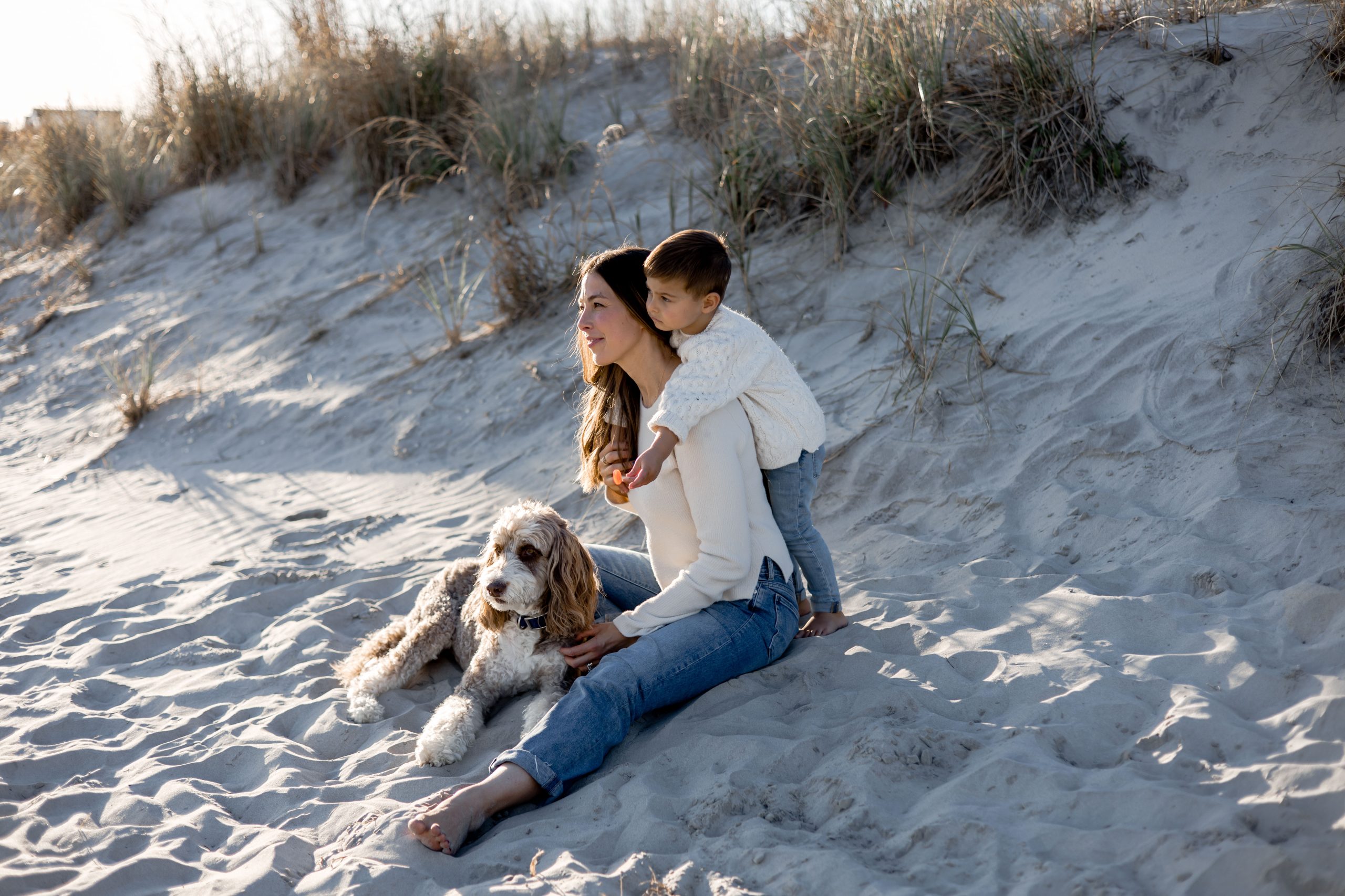 Family by ocean